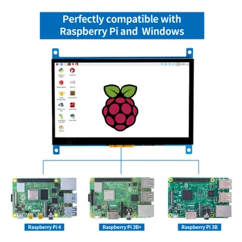 SunFounder Raspberry Pi 4 Zaslon na Dotik 7-Palčni HDMI 1024×600 USB IPS LCD Zaslon Monitor za Raspberry Pi 4 3