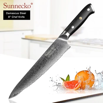 SUNNECKO Premium Kuhar Nož Japonski Kuhinjski Noži Oster Pripomoček Santoku Rezanje Odrezanje Cleaver Damask Cut Nož G10 Ročaj
