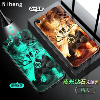 Svetlobna Mehkega Silikona, Akrila telefon primeru kritje za iPhone 6 6S 7 8 Plus X XR XS 11 Pro Max SE 2020 Vrečko Celice Žareti v Temno Naruto