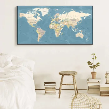 Svetovni Zemljevid Dekorativne Slike Platno Letnik Plakat Nordijska Wall Art Tiskanje Velikih Velikosti Slikarstvo Moderne Študije Urad Soba Dekoracijo