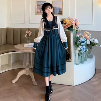 Sweet Lolita Oblačenja Žensk Pomlad Elegantno Oblikovalec Stranka Midi Obleko Ženski Priložnostne Slim Kawaii Japonski Korejski Obleki Ženske 2021 Nova
