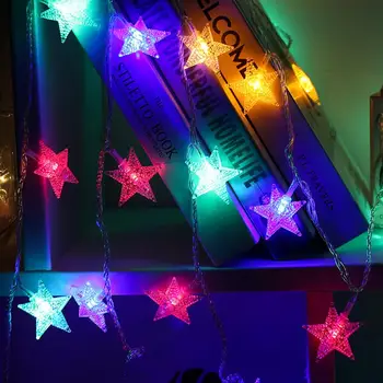 Taoup 2m Mavrične Barve Toplo Bela Zvezda LED Luči Happy Birthday Party Supplies Dekor za Dom Poroke & Dogodki Dodatki