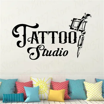 Tattoo Studio vinilna Dnevna Soba Modni Stil Dekoracijo Doma Kul Vinil Kozmetični Salon Okno Logotip Odstranljive Nalepke WL1969