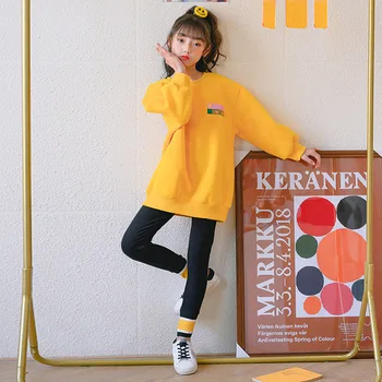 Teen Dekleta Majica Jesen Zima 2020 Korejski Novo Otrok Oblačila Runo Zgostitev Otroci, Dekleta, Pulover Sweatshirts Pismo, #9146