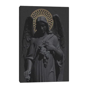 Temno estetske Angel kiparstvo Wall Art Uokvirjena Lesen Okvir Platno Dekoracijo Tiska Za Dnevni Sobi Doma Spalnica Dekor