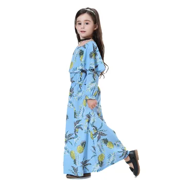 Tiskanje Moda Dolgo Muslimansko Obleko Otrok Abaya Islamske za Dekle, Malezija Arabskem Obleko Maroški tam kaftan TH608