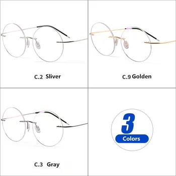 Titana Moške Krog Rimless Očal Okvir Ženske Pregleden Optična Očala za Kratkovidnost Poslovnih Jasno Spektakel Frame Mode