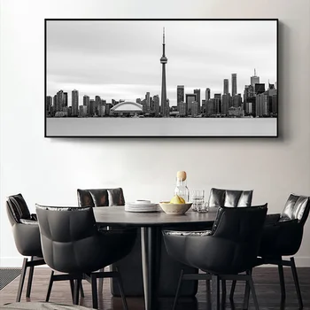 Toronto Skyline Krajine Steno Umetnosti Plakatov in Fotografij Črno-Belo Toronto Mestni Prikaz Platno, Slike, Umetniške Slike Cuadros