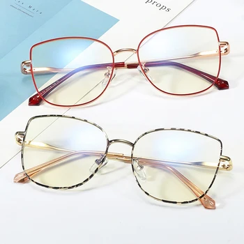 Trendy Prevelik Modra Svetloba Očala Ženske Modne Blagovne Znamke Visoke Kakovosti Pregleden Seksi Mačka Oči Očal Okvir Očal