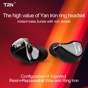 TRN IM1 Pro 1BA 1DD Hibrid, V Ušesa Slušalke, ki Teče Šport HI-fi Slušalke Snemljivo Držalo za Slušalke TRN V90 V80 IM2 V20 BT20 BA5 T3