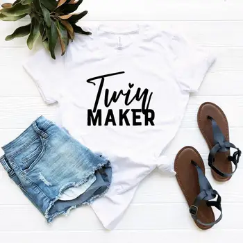 Twin Maker smešno črke mama kawaii T-Majice bombaž crewneck Kratek Rokav moda vrh tees t srajce za harajuku clothings