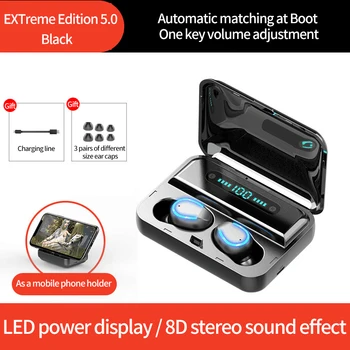 TWS F9-5 Brezžične Slušalke Bluetooth 5.0 HiFI Stereo in-ear Čepkov za Dih Svetlobe Headse Športnih LED Zaslon