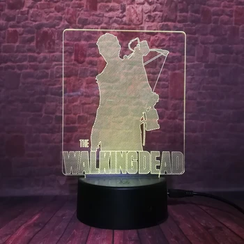 U.S.TV Drama Slika Dejanje Walking Dead Rick Daryl Dixon Kul 3D LED Nočna Lučka 7 ColorChange Lučka Fantje Človek Navijači Božič Dekor