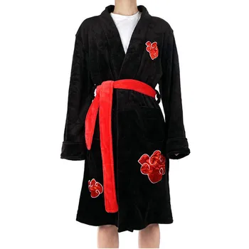 Uchiha Itachi AKatsuki Cosplay Kostum Pižamo Anime Naruto Flanela Kopalni Plašč Toplo Runo Nightgown