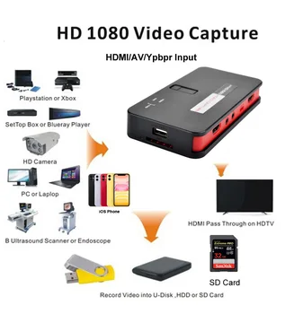 USB 2.0 1080P HDMI Audio Video Capture Card Grabežljivac Online Živo Ploščo Telefon RAČUNALNIŠKE Igre, Video Snemanje Polje , Ni Treba PC