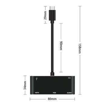 USB Tip C do 4K HDMI Hub 1080P VGA, USB 3.0 Vmesnik 3.5 mm Audio Adapter Podpora PD Hitro Polnjenje Video USBC Dock za Macbook
