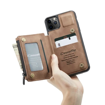 Usnje Primeru Telefon Za Samsung Galaxy A51 A71 Opomba 20 Ultra Flip Kreditne Kartice Zadrgo Denarnice Za iphone 11 Pro Max RFID Zadnji Pokrovček