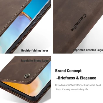 Usnjena torbica za Huawei P40 Lite P30 Pro Denarnice Primeru Flip Knjige Preprosto Razkošje, Popolno Zaščito Kritje Vrečko Kartico Solt Magnetni Nosilec