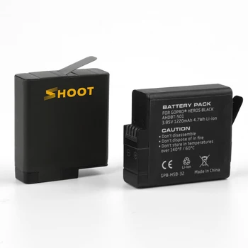 USTRELIL AHDBT-501 Tri/Dual Port 1220mAh Baterija za GoPro Hero 8 7 6 5 Črna Kamera z USB Polnilnik za Go Pro Junak 8 Opremo