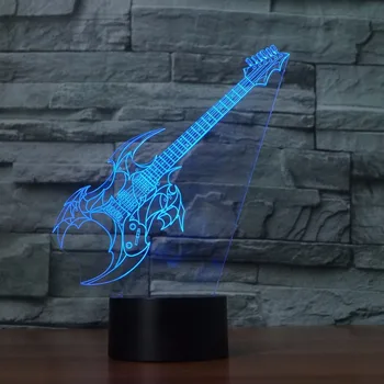 Ustvarjalne kitaro Model Iluzijo 3d Lučka LED 7 Barva spreminja, USB Remote touch mizo lahka 3D Noč Lahka Otroška Spalna razsvetljavo