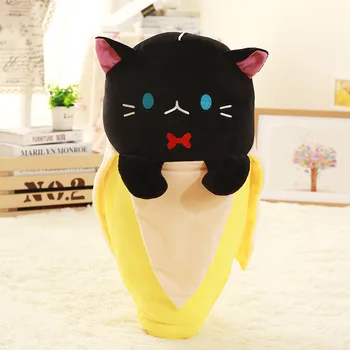 Ustvarjalne Mačka v Banana Pliš Plišaste Živali Igrača Otroci Baby Huggable Banana Oblikovan Mačka Lutka Sadje Kitty Plišastih Igrač 18-60 cm