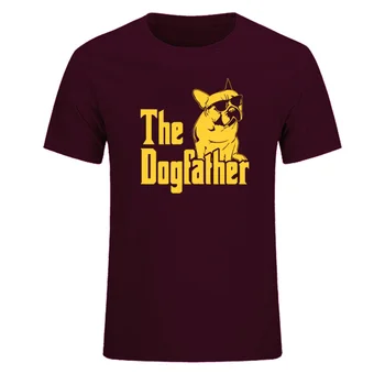 V Dogfather Pes Oče francoski Buldog zabavne Majice Moške Poletne Bombaž Harajuku Kratek Rokav O Vratu Ulične Vrhovi EU Velikost