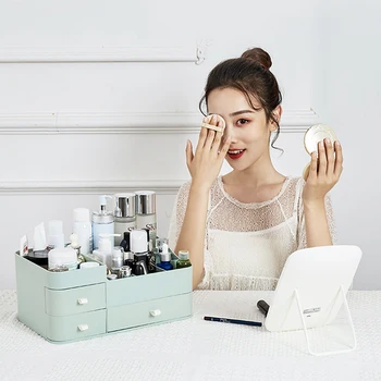 Velika Zmogljivost Predal Make Up Organizator Kopalnica Ličila Škatla Za Shranjevanje Žensk Za Nego Kože Toaletno Mizico Kozmetični Šminka Primeru Lepote
