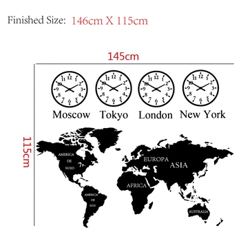 Veliki Svetovni Zemljevid Vinil Stenske Nalepke, London Newyork Tokiu, Moskvi Mestu Čas Za Hišo Dnevna Soba Dekoracijo Spalnica Dekor Zidana
