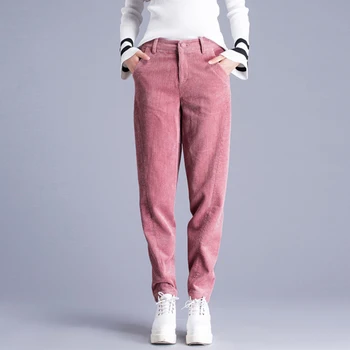 Velvet Harem Hlače ženske Visoko Pasu velikosti Pomlad Jesen Hlače Ženske priložnostne osnovne korejskem slogu street nositi dolge hlače