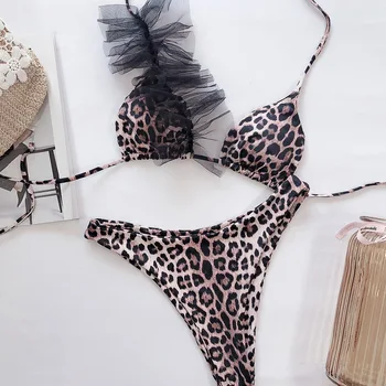 Vigoshely Leopard Kopalke Ženske Seksi Tiskanja Čipke Bikini Komplet 2020 Povodcem Kopalke Ženske Brazilski Kopalke Biquini Plavati Obrabe