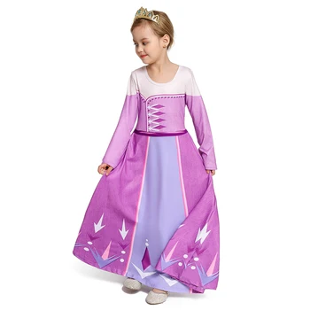 Vijolična Elsa Dekleta Princesa Božič Snow Queen Dekle Obleko Otroci Cosplay Obleko Gor Halloween Kostumi Za Otroke Stranka Obleko