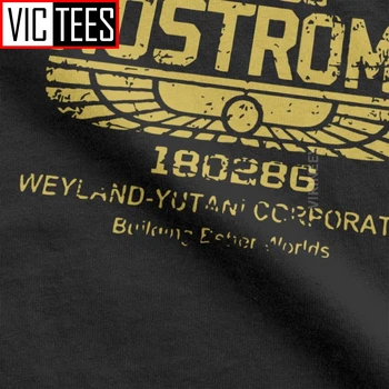 Vintage Tujcev Nostromo Zlata Logotip Tshirt Moški Krog Vratu Bombaž Majica Weyland Yutani CORP Nova