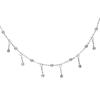 Visoka kakovost 2017 luksuzni cz drip drop čar chocker cz postaja srebrne barve ženske, nakit, kratka ogrlica za ženske 33+7 cm