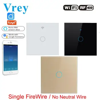 VREY WiFi Smart Touch Switch100V-240v Steno, Zaslon na Dotik, Stikalom Podprite Daljinski upravljalnik en firewire Kristalno Steklo Stikala