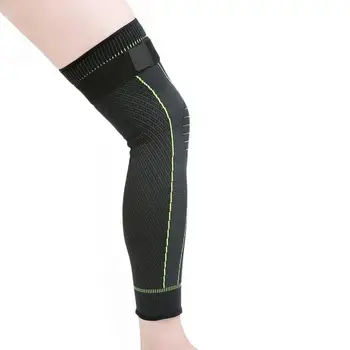 Vroče elastična rumeno-zeleno črto šport podaljšali kolena pad noge rokav non-slip povoj stiskanje nog toplejše za moške in ženske