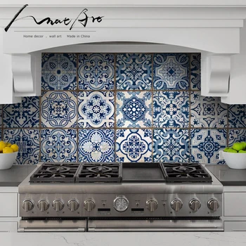 Wc kuhinja dekoracijo simulacije Modre in bele keramične diy Nalepke Sodobne dom dekor dodatki stenske umetnosti zidana ozadje