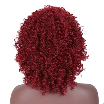 WEILAI Afričani Kratek kodraste lase Vino rdeče Sintetičnih lasuljo Eksplozivnih lasuljo Visoke kakovosti visoke temperature vlaken materiala