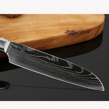 XITUO 5 Palčni Santoku Nož Laser Damask Vzorec iz Nerjavečega Jekla Kuhar Kuhinjski Nož Kuhanje Nož Barvo Lesa Ročaj Kuhinja Nova