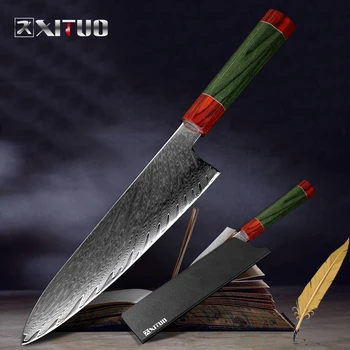 XITUO Damask Kuhar Nož 8 Kota Ročaj Strokovno Japonska vg10 Damask Jekla Kuhinja Rezina Cut Meso Cleaver Ribe Suši Nož