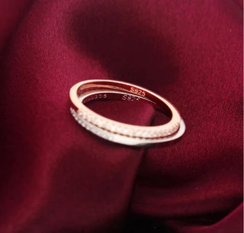 YANHUI Rose Gold Barvi CZ Prst Obroči za Ženske Modni Stackable Poroko Izjava Verodostojna Sterling Srebro 925 Nakit
