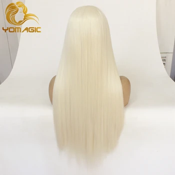 Yomagic Sintetičnih Las Čipke Spredaj Lasulje za Ženske Naravnih Lasišča Belo Blond 613 Barve Sintetičnih Glueless Čipke Lasulje