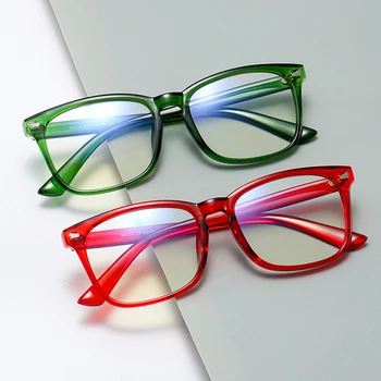 Yoovos 2021 Očala Ženske Kvadratni Plastični Modra Svetloba Očala Okvirji Eyeyglasses Ženske Gafas De Mujer Postopno Računalnik Očala