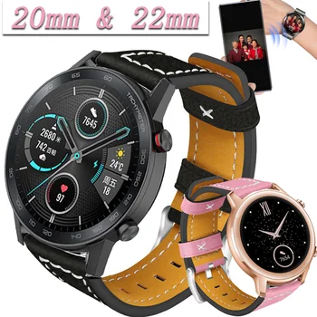 Za Huawei Watch GT 2 Čast magic Straže 2 46mm 42mm Pravega Usnja Trak 20 mm 22 mm Watch Band zamenjava Zapestnica Watchbands