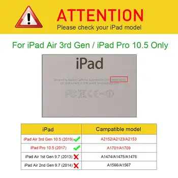 Za iPad Pro 10.5 Primeru iPad Zraka 3 Funda, PU Usnja z Mehko Silikonsko Nazaj Smart Cover za iPad Zraka 3 3. Gen 10.5