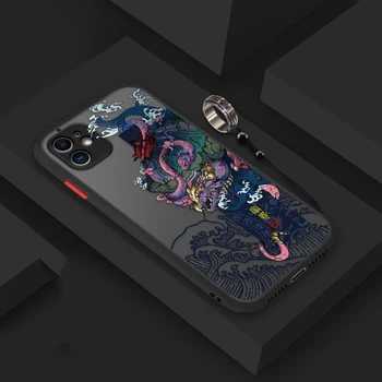 Za iPhone 12 Max Pro Mini 11 XS XR X SE 2020 7 8 6 6S Plus Primeru Shockproof Mat Reliefni Mehko Pokrov z Prst Prstan Funda