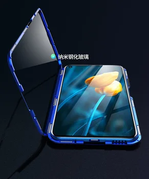 Za Samsung Galaxy A91 A71 A51 Magnetni Primeru 360 dvostranski Kaljeno Steklo Ohišje za Galaxy S10 Lite M80S A91 Kovinski Odbijača Primeru