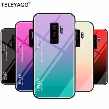 Za Samsung Galaxy S7 S8 S9 Plus S7edge Primeru Moda Gradient Dvojni Barve, Kaljeno Steklo Telefon Mehka Okvir Zaščitni Primeru Zajema