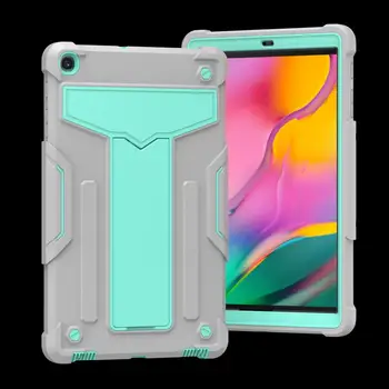 Za Samsung Galaxy Tab A10.1 (2019) Zaščitna Primeru T510 T-oblikovan Nosilec Kontrast Barve Shockproof PC + Silikonski Ravno 2020 NOVA
