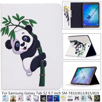 Zavihek S2 SM-T810/813/815/819 Panda sova Vzorec Primeru PU Usnje Stojalo Pokrov Za Samsung Tab Galaxy S2 9.7 Tablični Primeru T810 T815+pen