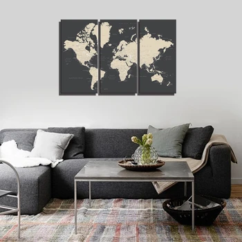 Zemljevid Sveta Wall Art Platno Slikarstvo za Jedilnico Urad Stenski Dekor Umetnine Svetovni Zemljevid, Platno, Tisk Doma Dekor Spusti Ladje